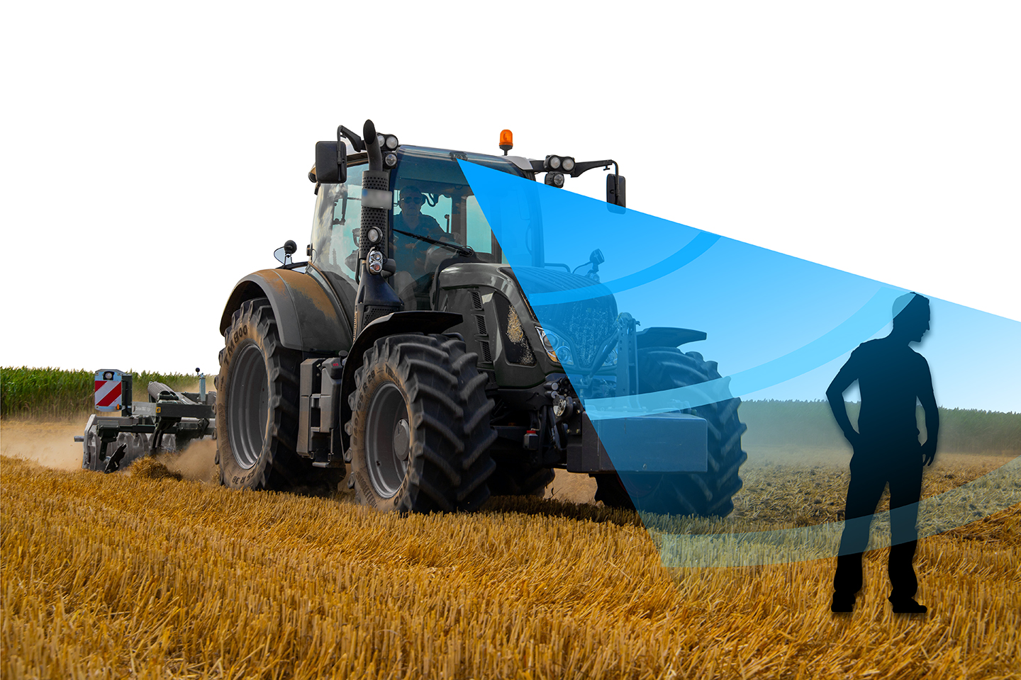 La caméra du tracteur detecte homme sécurité Dilepix